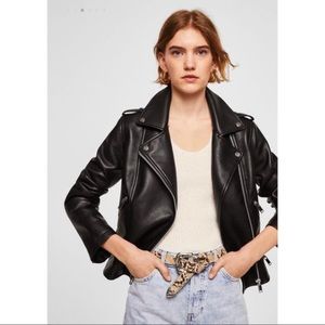 Mango Faux Leather Moto Biker Jacket